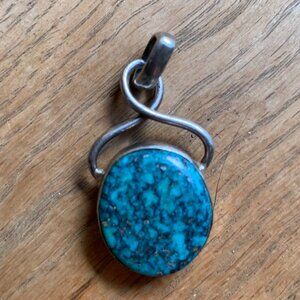 Vintage Solid Silver 925 Pendant with Natural Turquoise